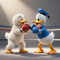Dolan duk and Donald Duck having a boxing match