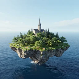 a floating island in the middle of the ocean