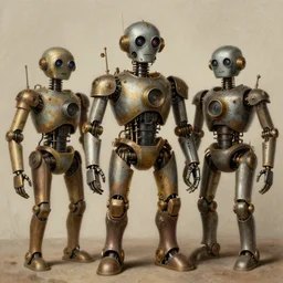 portraits of an anthropomorphic steampunk robots by Louis Daguerre