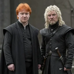 ron weasley as thehnellor in game of thrones, rupert grint as thehnellor in game of thrones, live action film, cinematic photo, clear hd image