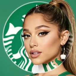 ariana grande's face as the star bucks logo
