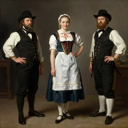 Solomon Joseph Solomon and Richard Schmid and Jeremy Lipking victorian genre painting full length portrait painting of a young beautiful woman traditional german barmaid in traditional costume