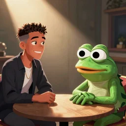 Gigachad meeting Wojak and Pepe the Frog