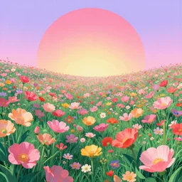 a place full of flowers, epic retrowave art, trending on art station