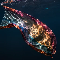 a drape of colored silk underwater