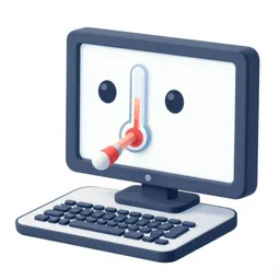 3 d clip art of a computer with a thermometer in its mouth
