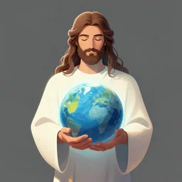 god holding a planet, digital art