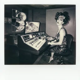 a black and white photo of control center, mandelbrot, in the style of egon schiele, jenny saville, m c escher, surreal, film photography, soft lighting, fashion photography, polaroid photography