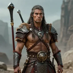 futuristic barbarian warrior portrait by juan gimenez
