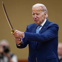 joe biden wielding a katana