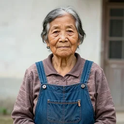 the oldest woman alive wears overalls, color photo, iphone 1 0