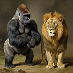 gorilla and lion by pieter claesz