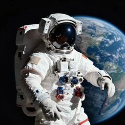 Photo of an astronaut looking to the Earth from the moon, realistic, hyper-detailed, dramatic lighting, cinematic, 8k