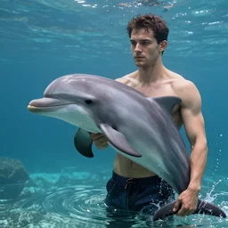 hyperrealistic cgi rendering of a dolphin/man hybrid -6