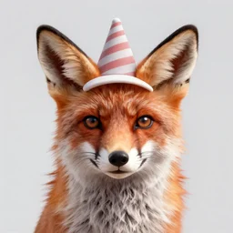 Fox wearing a silly hat, digital art, unreal engine render, highly detailed