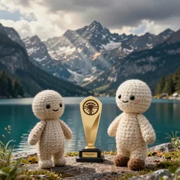 lakeside mountains, amigurumi