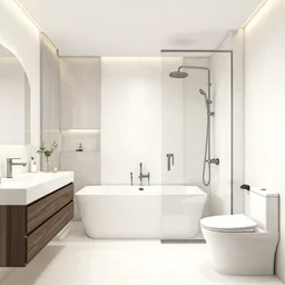 architect drawing of 3. 4 meters long by 4. 6 meters wide modern bathroom with a big bathtub open shower faucet and toilet