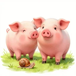 a beautiful draw of a pig and a snail, artstation