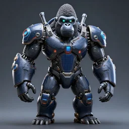 a _ full _ body _ shot _ of _ an _ imposing _ cyborg mecha gorrila modeled _ after _ a _ futuristic solar punk technology mecha suit _ with _ glowing _ eyes _ with _ glowing _ eyes _ looking _ into _ the _ camera _ android _ cyborgglowin - h _ 6 4 0