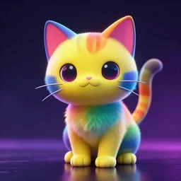 rainbow cat in the style of cyberpunk 2 0 7 7, 8 k, hd, vibrant, light reflection