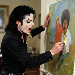 mad michael jackson yelling at sad chris farley for messing up his bob ross painting