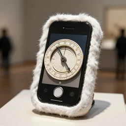 realistic photo of a a medieval temple astronomy appliance phone, made of wood white clay fluffy fur black plastic 1 9 9 0, life magazine reportage photo, natural colors, metropolitan museum collection