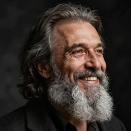A smiling man with a flowing grey beard by ilya kuvshinov