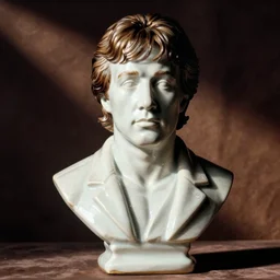 porcelain bust of sylvester stallone, photo from the 70s