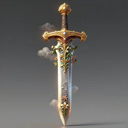 beautiful fantasy giant sword carved with decorative ornament, acanthus scrolls, lilies, ivy, energy, geometry, bones, petals, stems, ceremonial clouds, dripping paint, fibonacci rhythm, artstation, artgerm, wlop, symmetric ornaments, v 0 0 0 0 1