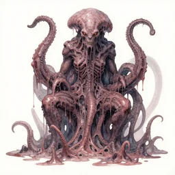 eldritch old god, tentacles, slimy, greasy, by hr giger, by boris vallejo, watercolor
