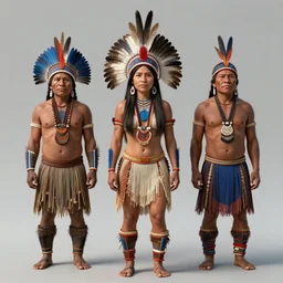 very sharp ultra detailed indigenous with feather headdress, amazon indian peoples in brazil, physically based rendering, defined features by ellen jewett, tomasz alen kopera and justin gerard, full body