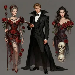 elegant, debonair portrait of prince of darkness, by daniel f. gerhartz, kelly mckernan, yoji shinkawa, melanie delon, character design : : roses : : skulls : : fantasy, concept art