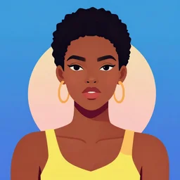 a portrait of a beautiful african woman, in retro colors, synthwave style, 2 d digital vector art