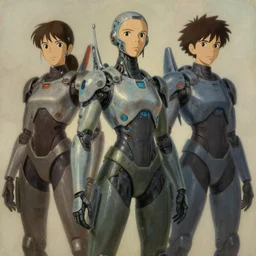 oil sci fi painting of futuristic cyber human rebels, octane rendering, trending on artstation, by, studio ghibli, michael whealan and james gurney