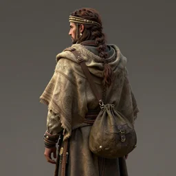 an intricate concept portrait art illustration of a nomad with a cape and bag, back - view, fuzichoco color palette, global illumination, digital art, style by ivan talavera and artgerm and wlop, hyper realistic, photorealistic, octane render, trending on artstation, cgsociety, cinematic light
