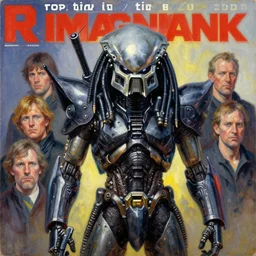 dark gunpla droid kenku. helmet. predator. science fiction, portrait by donato giancola and greg rutkowski and wayne barlow. oil on canvas. 1 9 7 8 cover. top all time r / imaginarycyberpunk.