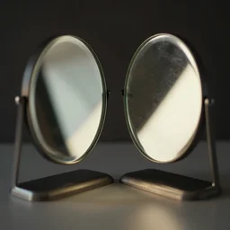 two small mirrors standing in front of each other refracting each other recursively, 4 k, detailed photo, natural lighting, cinematic lighting, global illumination