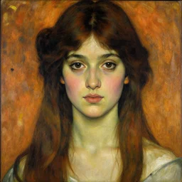 portrait of beatiful young girl by mucha, high detailed