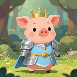 very cute and adorable little anthropomorphic piggy knight princess, piglet, cartoon , fantasy forest, pale blue armor, pretty, DeviantArt, Artstation, trending on artstation, Mickael Lelièvre, Jaeyeon Nam, cinematic lighting