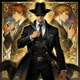 symmetry ( badass ) bank robber ultra detailed, intricate, anime, dynamic lighting, digital art, digital painting, art station, wlop, sharp focus, illustration, art by artgerm and greg rutkowski and alphonse mucha