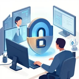 detailed illustration of cybersecurity, concept art