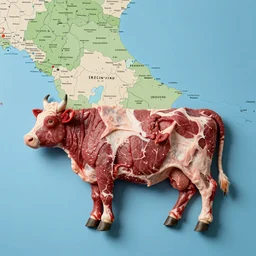 a map of the Argentine republic made of cow meat