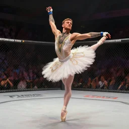 connor mcgregor dressed as a ballerina dancing ballet inside the mma ring, highly detailed, digital painting, concept art, art by greg rutkowski, 4 k