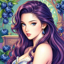 the portrait of a blueberry that resembles an absurdly beautiful, graceful, elegant, sophisticated sensual irene girl, an ultrafine hyperdetailed illustration by kim jung gi, irakli nadar, intricate linework, bright colors, octopath traveler, final fantasy, unreal engine 5 highly rendered, global illumination, radiant light, detailed and intricate environment