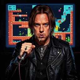 iggy pop gameplay still frame, pixel art, retro, splash screen, level design, high contrast, background, deep focus, highly detailed, dramatic lighting, digital painting, artstation, concept art, matte, greg rutkowski, moebius, illustration.