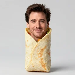 photo of jim carrey stuffed inside of a burrito