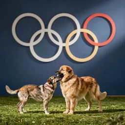 competitive dog petting at the olympic games.