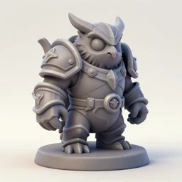 armored owlbear, stylized stl fantasy miniature, 3 d render, activision blizzard style, hearthstone style