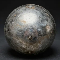 a old worn photograph of an unusual metallic alien object, high strangeness, round, smooth, glass flecks