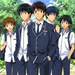 boy's love anime high school noon scene, high detail concept art, perfect proportions fine face, tall handsome guys, romantic undertones, avant designer uniform, vivid colors, realistic shaded lighting poster fantasy art ilya kuvshinov, katsuhiro, jeremy lipking and michael germash, makoto shinkai, loish and clamp style, best selling artist